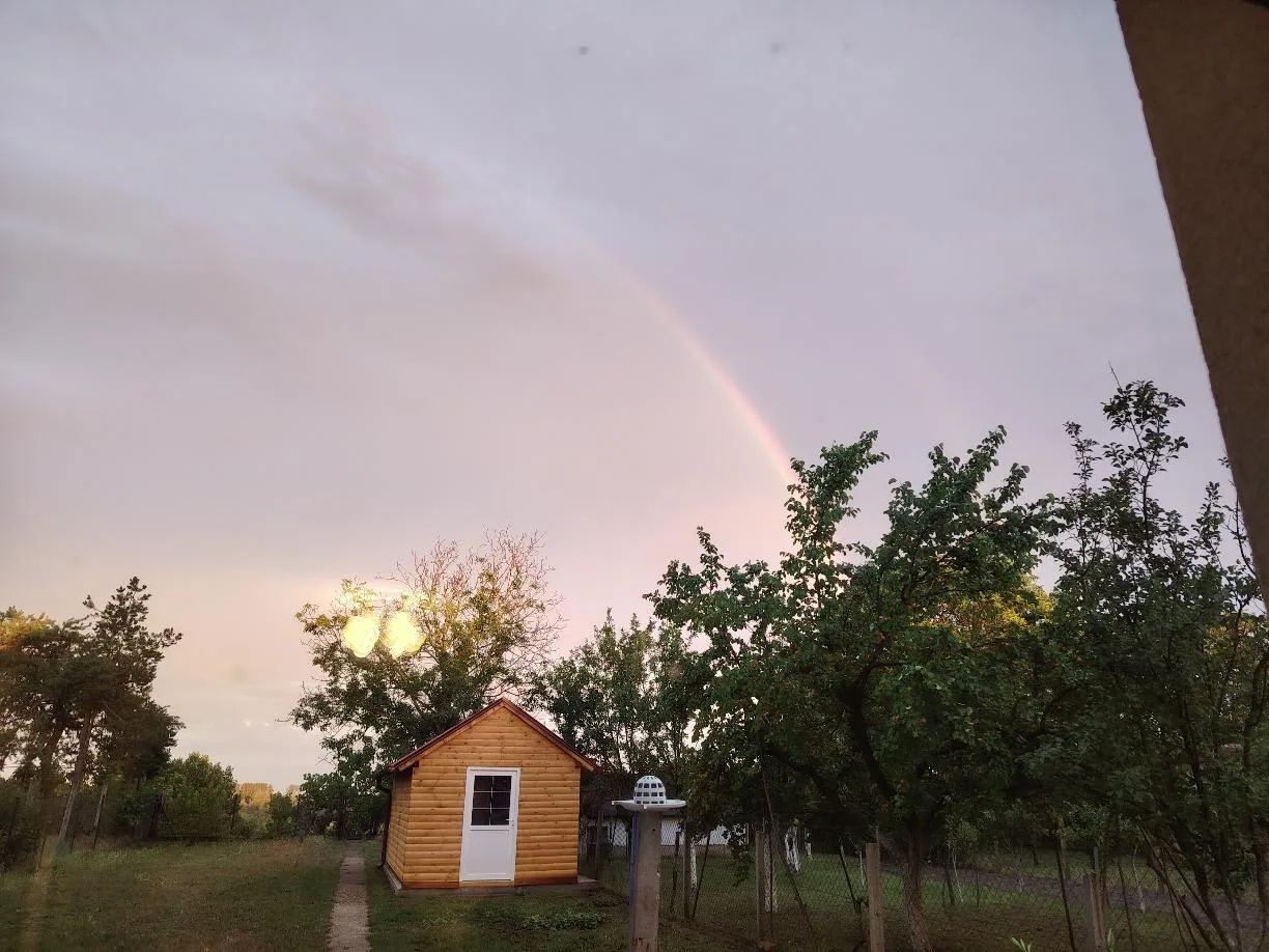 Kućica pansiona među drvećem i zelenilom